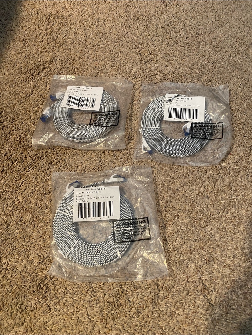 Braided Ethernet Cables - Gray (3-Pack)